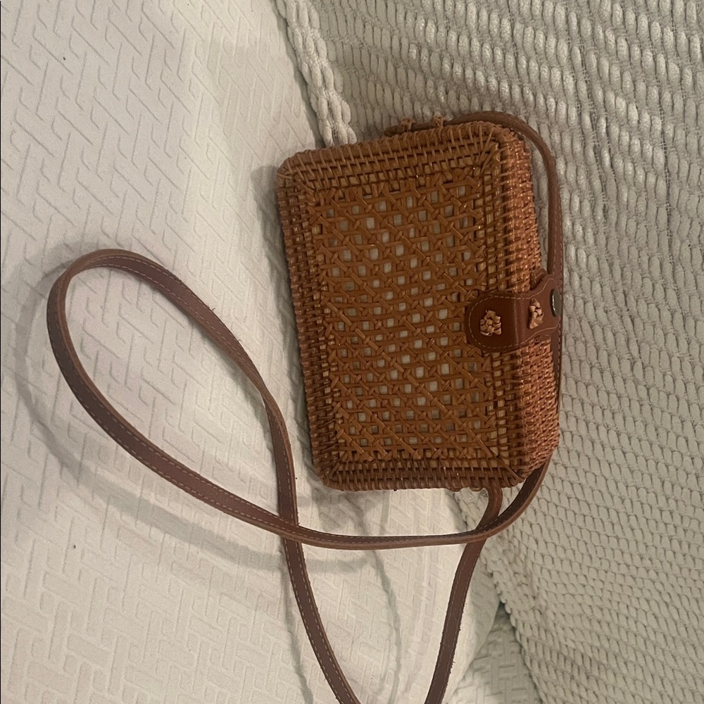 Brown Woven Crossbody Bag